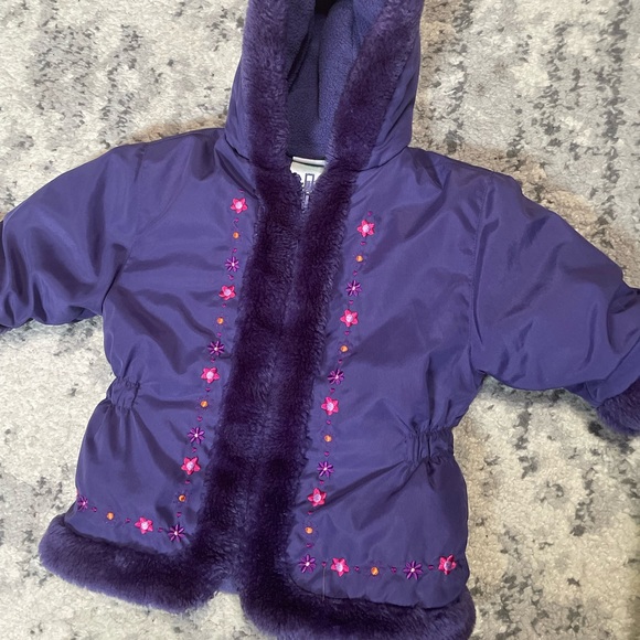 Vintage Okie Dokie 12 Month Winter Coat Jacket Purple with Hood - Picture 2 of 6